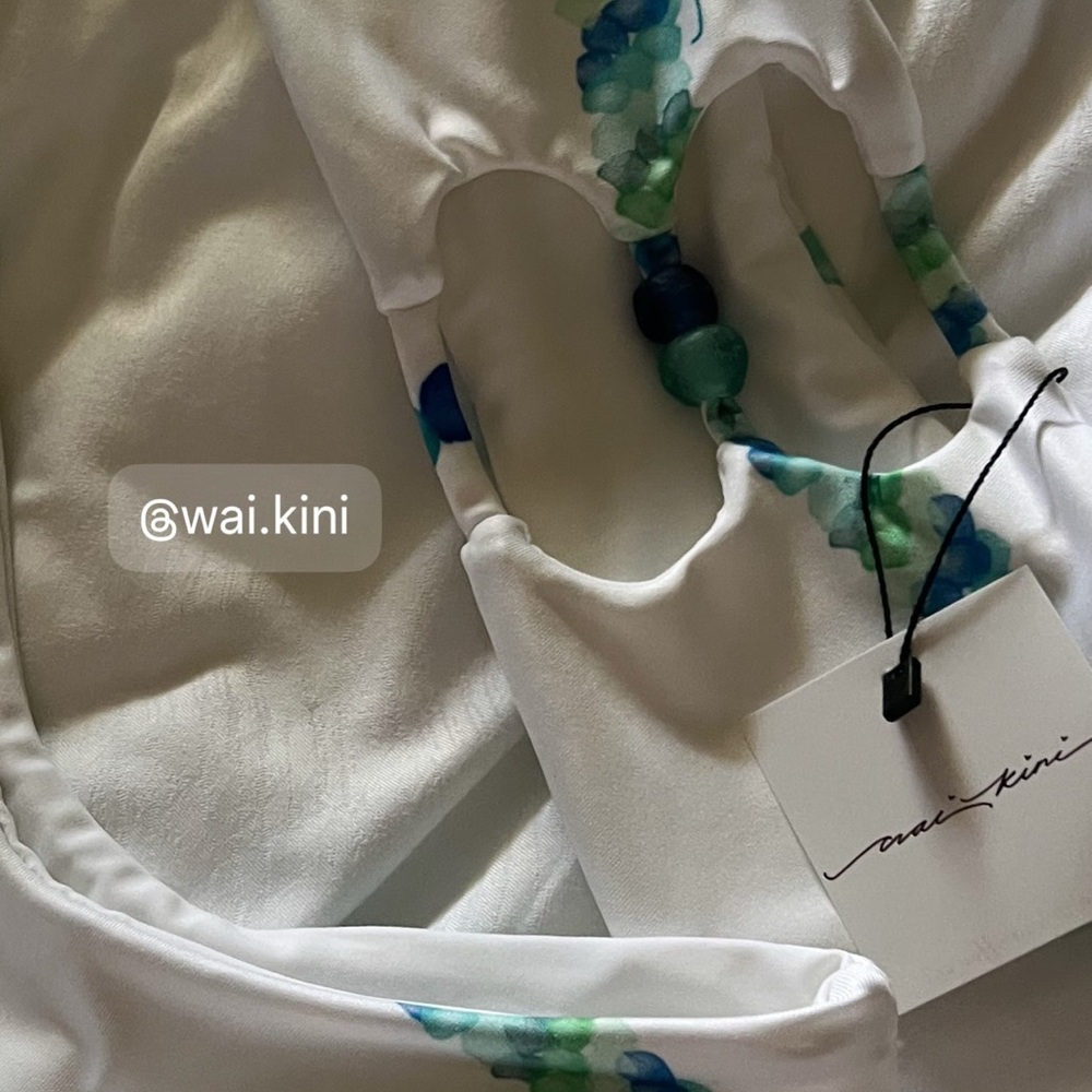 White and Blue Patterned Bikini Set